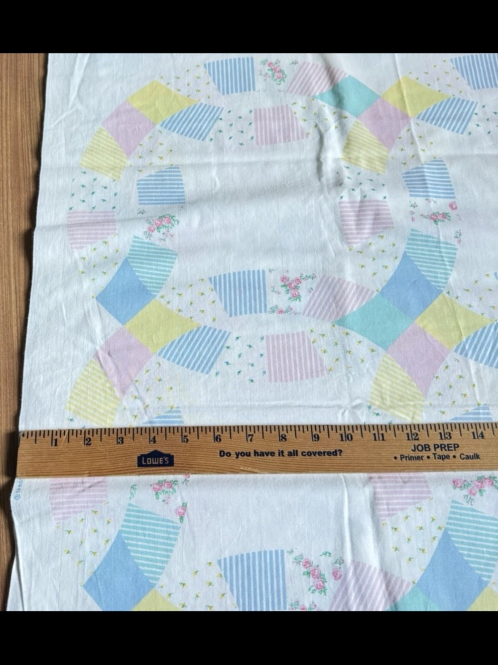 VTG Spring Industries Wedding Ring Cheaters Quilt Cotton Fabric Pastels 2 yards - Picture 4 of 11